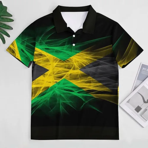 Vista 3 de BAIKUTOUAN Jamaica Flag - Polos de manga corta para hombre