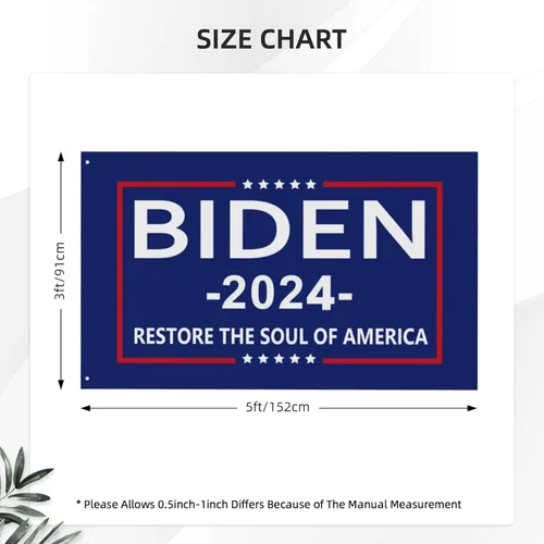 Vista 3 de Bandera Biden 2024 Restore The Soul Of America Bandera Joe Biden Kamala Harris Flag Pro Biden Bandera Premium de doble cara 3 x 5 pies, pancarta