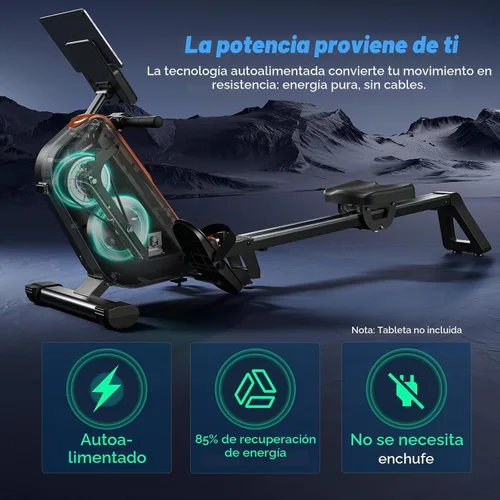Vista 2 de MERACH Máquinas de remo para el hogar, potente máquina de remo electromagnética con riel extendido de 51.2 pulgadas, remo de ajuste de resistencia