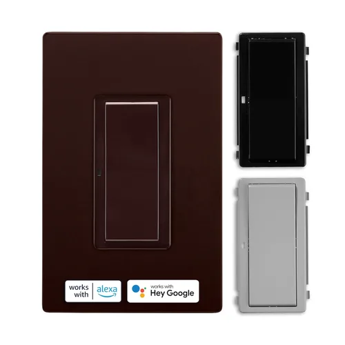 Vista 2 de Eaton El interruptor Wi-Fi Smart Home funciona con Hey Google y Alexa, kit de cambio de color (marrón/negro/gris)