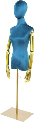 Vista 11 de Vestido de maniquí femenino con forma de torso, cuerpo de maniquí de costura ajustable de 63 a 81 pulgadas con soporte de metal y cabeza