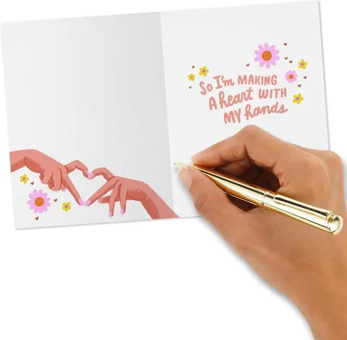 Vista 5 de Hallmark Tarjeta de amor Good Mail (manos de corazón) para amistad, cumpleaños, pensando en ti, cualquier día, día de San Valentín, día de Galentine