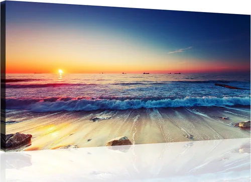 Vista 43 de TutuBeer 3 paneles de fotos de playa, arte de pared, diseño de mar azul, playa blanca al amanecer, imágenes impresas en lienzo, imágenes del océano