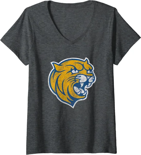 Vista 3 de Johnson and Wales University JWU Wildcats - Camiseta con cuello en V para mujer, Negro