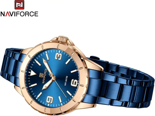 Vista 3 de NAVIFORCE Reloj de acero inoxidable para mujer analógico de cuarzo impermeable deportivo de negocios casual con fecha de calendario
