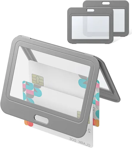 Vista 12 de Uniclife Paquete de 3 Portacarnet Deslizante con Ventanas de Doble Cara Funda Vertical de Plástico Duro Negro Bolsa Protectora de Tarjetas