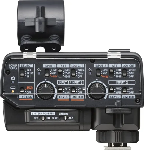 Vista 2 de Tascam Kit analógico XLR adaptador de micrófono para cámaras sin espejo, negro (CA-XLR2d-AN)