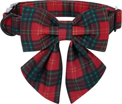 Vista 12 de Lionet Paws Collar navideño para perro y gato con corbatín, suave y cómodo, collar ajustable
