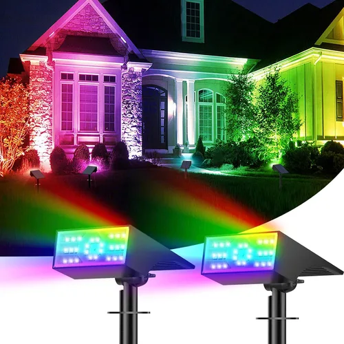 Vista 12 de 2 reflectores solares para exteriores, 56 luces LED para exteriores para el jardín, impermeables IP68, 2 paquetes, 4 modos de iluminación