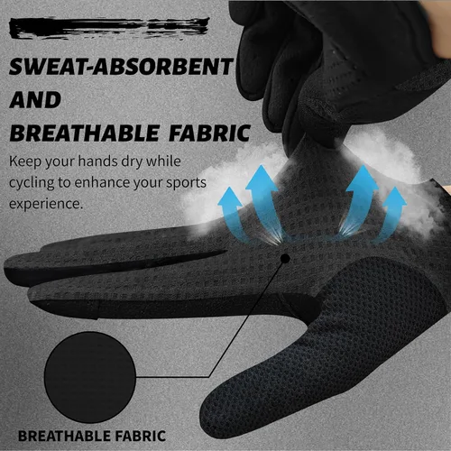 Vista 3 de VXW Guantes de ciclismo para hombres y mujeres, con tiras reflectantes y almohadilla antideslizante que absorbe los golpes para bicicletabicicleta