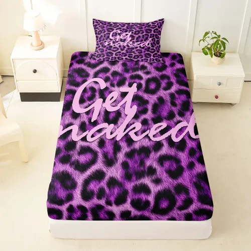 Vista 39 de Feelyou Leopard Print Lips Fitted Sheet Twin Size for Kids Boys Girls Cheetah Print Bed Sheets Set 16" Deep Pocket Soft Breathable Microfiber