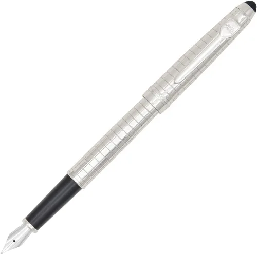 Vista 9 de Gullor Pluma estilográfica avanzada Jinhao 163 Executive Negro y Plata 18kgp Punta Media