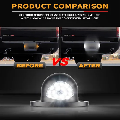 Vista 7 de Gempro Luces LED para Placa de Matrícula Trasera del Parachoques con Arnés de Cableado con Conector Pigtail para Camioneta Pickup Dodge Ram