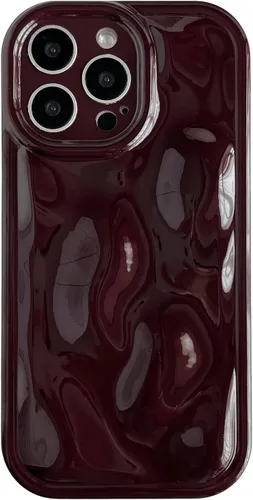 Vista 14 de Caseative para iPhone 14 Pro Max, Funda de Plástico Blando con Cubierta de Cromo Ondulado de Burbuja de Meteorito (Negro) Water Ripple Wave