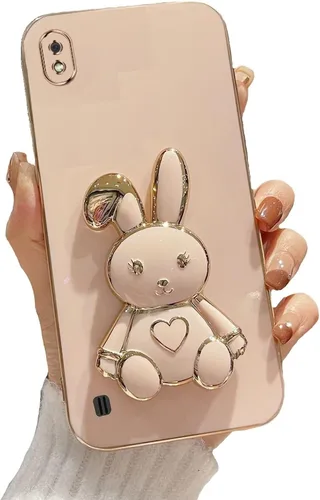 Vista 65 de Funda con soporte de conejo de corazón para Samsung Galaxy A10, cubierta protectora de TPU suave galvanizada a prueba de golpes con bonito soporte