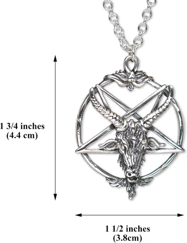Vista 3 de Colgante satánico de cabeza de cabra baphomet de plata esterlina con collar de plata de ley de 20 pulgadas, Metal