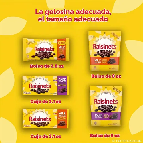 Vista 7 de Raisinets - Caja de dulces de pasas cubiertas de chocolate amargo para cine (15 unidades)