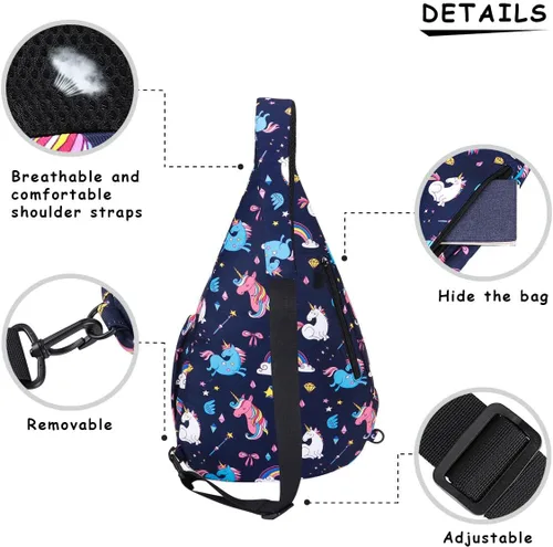 Vista 3 de GLOSSYLED Mochila cruzada para mujeres y hombres, mochila de viaje cruzada para el hombro, bolsa de pecho, mochila para senderismo, ciclismo
