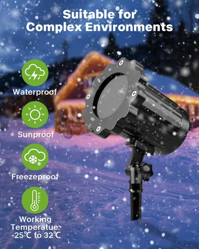 Vista 7 de Proyector láser de luces de Navidad para exteriores, 2025 mejorado, 2 colores, rojo y verde, gypsophila en movimiento, estrellas parpadeantes