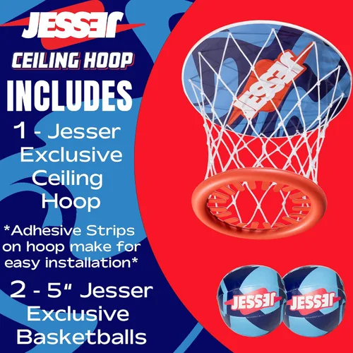 Vista 6 de Aro de Baloncesto Mini Oficial de Techo Jesser con (2) Bolas Exclusivas Divertido Juego de Interior para Todas las Edades 6+
