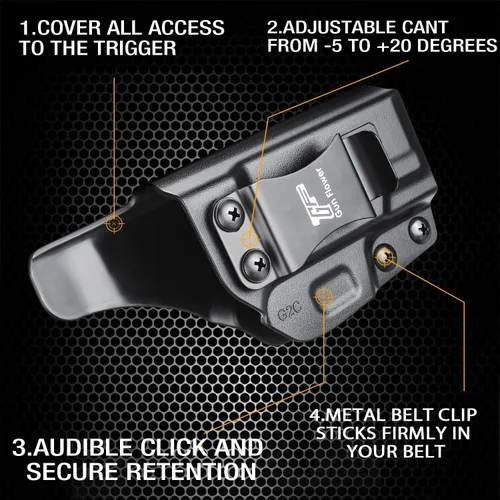 Vista 2 de IWB Holster - Compatible with Taurus G3C/ G2C/ G2S / TX22 Compact / PT111 G2/ PT140, Inside Waistband Concealed Carry Holster, Adj. Cant &