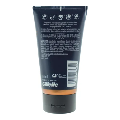 Vista 2 de King C. Gillette Gel de afeitado transparente para hombre con té blanco y aceite de argán, 5 onzas