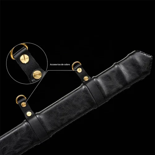Vista 4 de Espada larga cruzada hecha a mano de 49 pulgadas con doble mano, remache de acero de resorte, hoja completa, espada de estilo medieval real