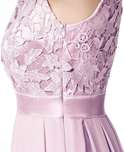 Vista 3 de FYMNSI - Vestido largo de gasa para mujer con encaje floral Vestido de baile XXL Dusty Rose
