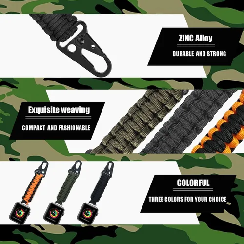 Vista 4 de yothchose Llavero de cuerda de paracaídas compatible con correa trenzada militar Apple Watch Fob
