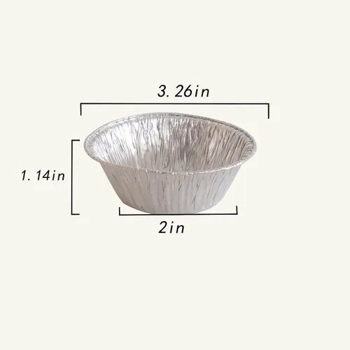 Vista 2 de 100 mini sartenes de papel de aluminio, ideales para hornear tartas, quiche, pudín, etc.