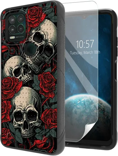 Vista 30 de Funda para Moto G Stylus 5G 2021 con protector de pantalla, a prueba de golpes, 2 en 1, parte trasera duradera de policarbonato duro texturizado