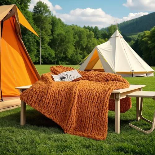Vista 8 de ATMOSURELY Manta de punto grueso ultrasuave de color naranja quemado, acogedora y esponjosa, hecha a mano, con hilo de felpilla, para cama, sofá
