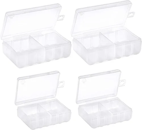 Vista 2 de GlossyEnd Juego de 4 cajas de almacenamiento de baterías AA y dos AAA, estuche de almacenamiento de batería, soporte de batería transparente
