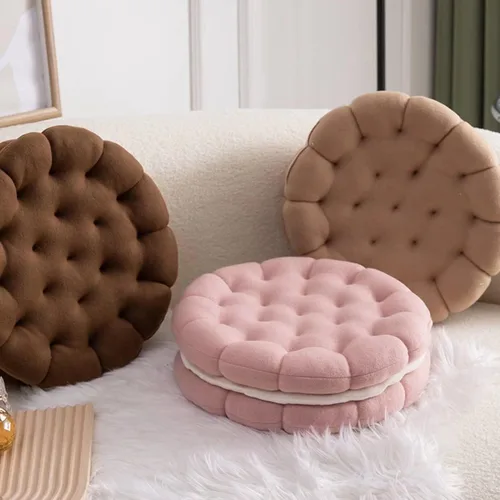 Vista 4 de Cojín de felpa para galletas, color beige, almohada gruesa y redonda para suelo, para patio, balcón, silla