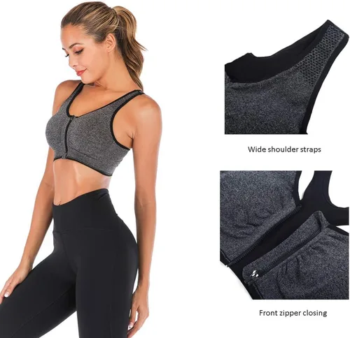 Vista 2 de YEYELE Medium Support and Removable Pad Tank Top Racerback Post Surgery Sports Bras for Women