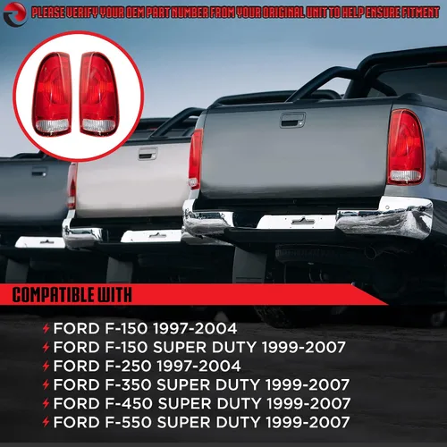 Vista 2 de Rareelectrical Nuevo par de luces traseras compatibles con Ford F-150 F-250 1997-2004 Fo2801117 F85z 13404 Ca F85z13405ca F85z-13405-Ca F85z13404ca