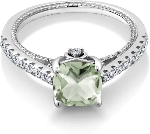 Vista 3 de Gem Stone King Anillo de compromiso de plata de ley 925 con piedra natal de 0.276 in y zafiro blanco creado Anillo de compromiso de boda