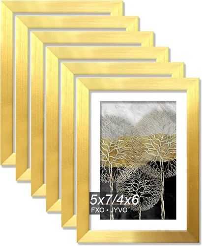 Vista 114 de Fxojyvo Marco de Fotos de 4x6, Muestra Foto de 3.5x5 con Paspartú o 4 x 6 Sin Paspartú, Liviano y de Alta Transparencia Marco de 4 por 6 para Pared