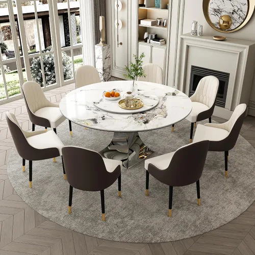 Vista 15 de Juego de 2 sillas de comedor ergonómicas sin brazos con cojines de cuero grueso y respaldo curvado, sillas de madera para sala de estar, cocina