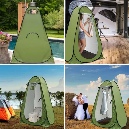 Vista 2 de Anngrowy Pop Up Privacy Shower Tent - Portable Outdoor Camping Bathroom Toilet Changing Dressing Room - UPF40+ Waterproof
