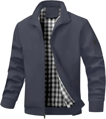 Vista 7 de Wizoat Chaqueta Bomber para Hombre Ligera Casual Cortavientos Chaquetas con Cremallera Abrigo