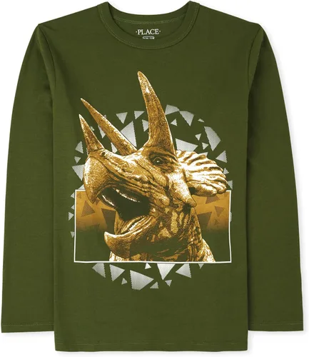 Vista 21 de The Children's Place Boys' Dinos,Cars,Sports Long Sleeve Graphic T-Shirts Jugador de Bball Jump
