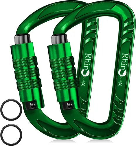 Vista 10 de Rhino Produxs 12kN (2697 lbs) Heavy Duty Carabiner Clips Autolocking Negro