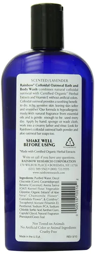 Vista 2 de Rainbow Research Jabón de avena coloidal para baño y cuerpo, aroma a lavanda, 12 onzas