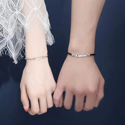Vista 5 de VOYOMI Pulseras de promesa de cuerda para parejas pulseras de amistad para dos pulseras para mejores amigas pulseras para parejas regalos para novio