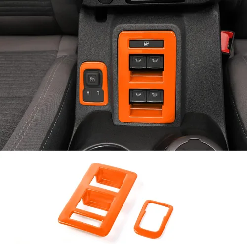 Vista 2 de RAZPOY Para Bronco - Interruptor de control de interruptor de elevación de ventana, 2 piezas de cubierta de panel de ajuste de espejo retrovisor