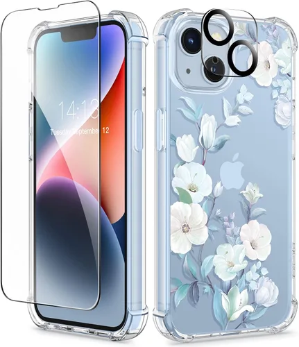 Vista 63 de GVIEWIN - Funda para iPhone 11 con protector de pantalla + protector de lente de cámara, cubierta protectora transparente suave de poliuretano