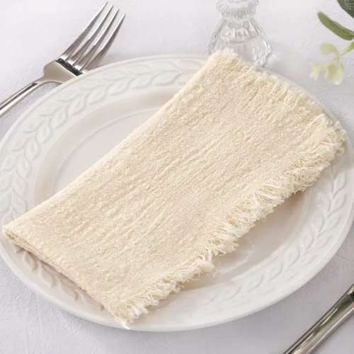 Vista 4 de Socomi Juego de 6 servilletas de lino de color beige, para Pascua, primavera, lavables, de algodón, con flecos, de 17 x 17 pulgadas, para bodas