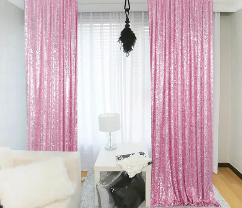 Vista 18 de ShinyBeauty Cortinas de Lentejuelas 2 Paneles 2ftx8ft Wine Telón de Fondo con Brillantina para Videos de YouTube Cortinas de Lentejuelas Borgoña