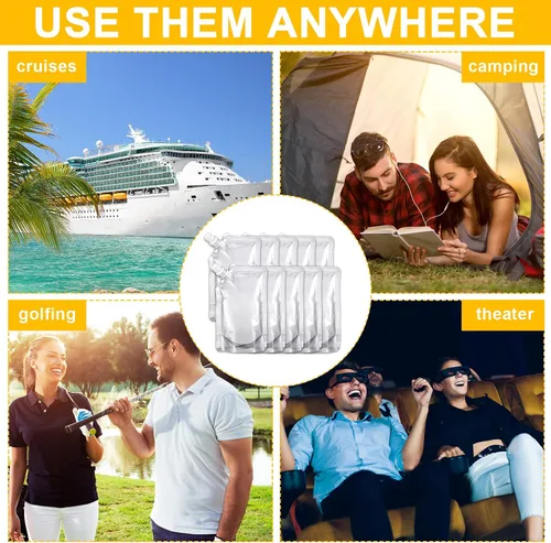 Vista 5 de Meanplan 100 bolsas de plástico reutilizables a granel, bolsas de plástico transparente a prueba de fugas para jugos con embudo para suministros
